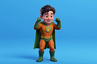 design a 3d mascot character pack with multiple poses