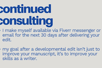 complete a one time developmental edit of your manuscript