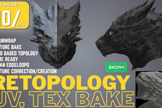 do professional retopology and uv unwrap for your 3d model