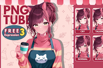 design png tuber and vtuber model for streams in vtuber anime style