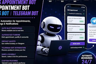 develop booking bot,vfs slot watcher bot, appointment bot,vfs bot, telegram bot