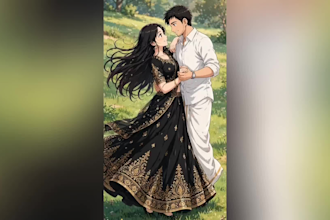 draw cute chibi couple art illustration from your photo