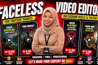 your faceless video editor for youtube short, instagram reel, tiktok videos