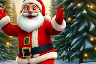 make a cute cartoon merry christmas video with your logo