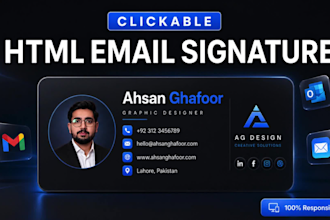 design clickable HTML email signature for gmail outlook apple mail