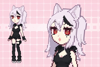 design and rig cute pixel live2d art animated chibi pixel art