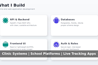 develop a custom full stack web app backend to frontend