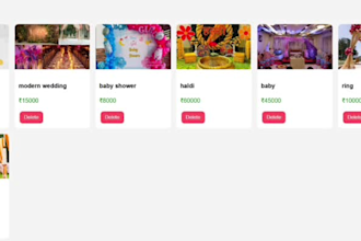 create event management website with booking system admin and vendor pane