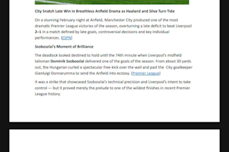 write professional football articles and match reports