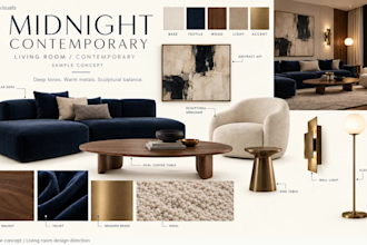create an interior mood board with colors and materials