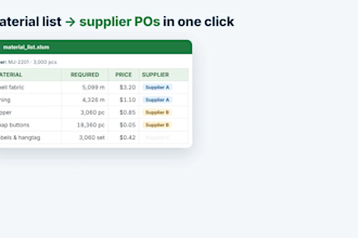 build excel vba tools for garment costing, material lists and pos