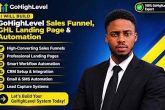 build gohighlevel sales funnel, ghl landing page and automation