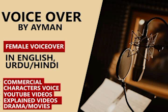 record a female voice over english and hindi and urdu