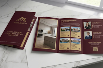 design luxury real estate brochure, company brochure design, trifold or bifold