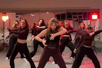 do energetic tiktok dance group dance shuffle dance for song promotion