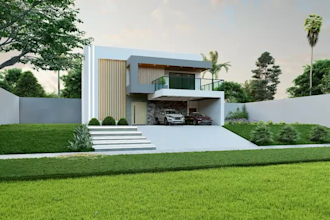 render realistic modern house exterior design