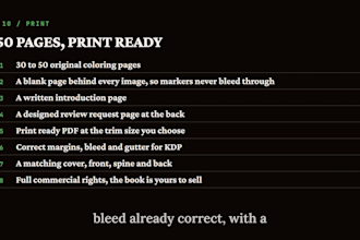 create a full coloring book for KDP with 50 coloring pages