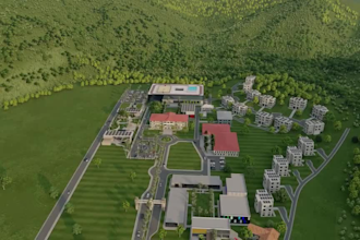 design 3d campus complex,urban school layout, institutional property,sport arena