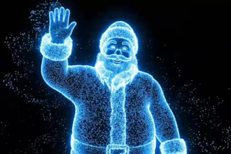 create 3d hologram santa claus animation for christmas display