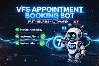 develop booking bot,vfs appointment bot,appointment bot,vfs bot,telegram bot