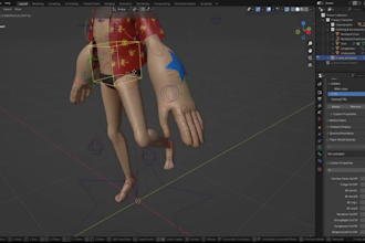 blend 3d character for livelink,facial rig,morph armature,toggles,hand tracking