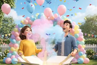 gender reveal video pregnancy announcement video 3d pixar style ai animation 3d