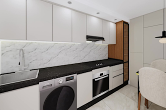 create modern 3d kitchen design and realistic rendering
