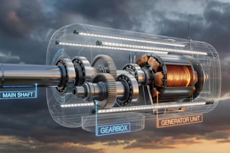 create technical 3d renewable energy, solar, and wind power animation