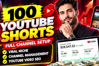 create a youtube shorts channel with 100 short videos