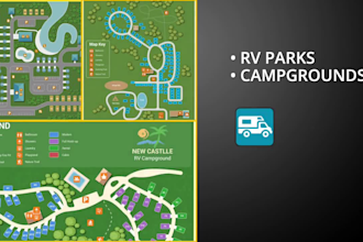 create business directory map, facility map, tourism gis map park 3d map design