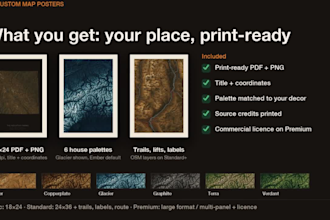 design a custom topographic map poster of any location, print ready
