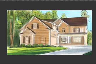 hand paint house portraits and building illustration of your home