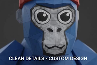 create a custom gorilla tag fan game player model in 3d