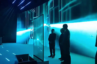 create 3d hologram animation, holographic stage visuals for presentation