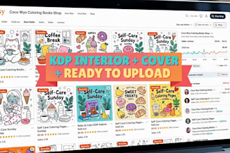 create full KDP coloring book interior and cover in coco wyo bobbie style