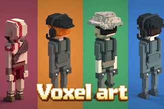 create voxel art 3d pixel art character voxel model and minecraft voxel art