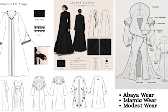 design professional abaya tech pack fashion design islamic modest wear tech pack