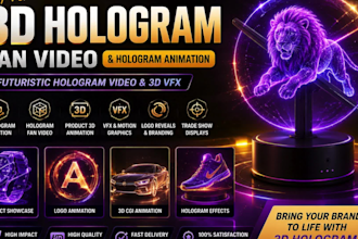 create 3d hologram fan video hologram animation futuristic hologram video 3d vfx