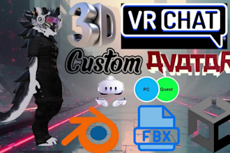 vrchat avatar, 3d furry nsfw vrc character model, avi outfit, vr chat humanoid