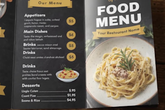 design a luxury restaurant menu, food menu, or trifold brochure
