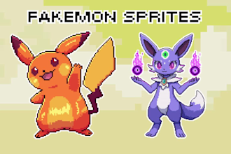create pokemon or fakemon pixel art sprite for your game