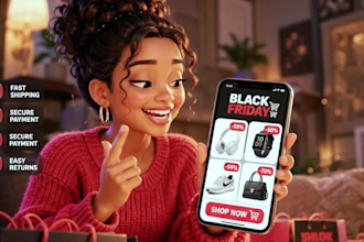 3d pixar style ai animation black friday ugc style ads product ads online store