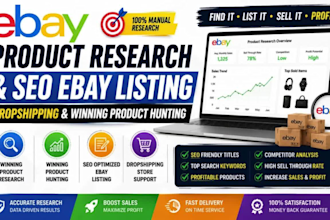do ebay product research, ebay listing, SEO optimization and dropshipping