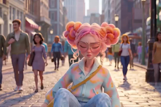 create ai animation story, 3d cartoon for kids with subtitles
