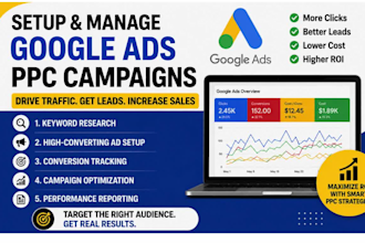 setup and manage google adwords PPC campaigns for leads and sales