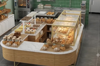 design 3d food kiosk interior and kitchen rendering