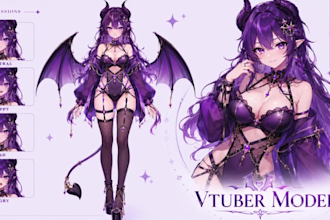 design and rig live2d model 2d vtuber model in anime style vtuber model designer