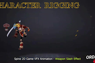 2d character rigging, game animation unity ready, vfx, 3d character modeling