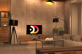 render a unique 3d cutaway interior layout with realistic lighting