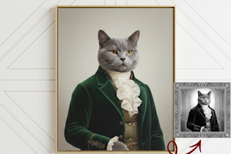 create a victorian royla potrait of your cat